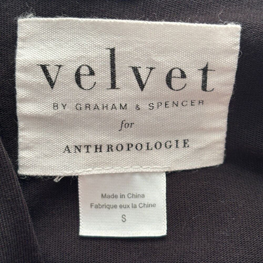 Velvet Anthropologie Women Dress LBD Career Quiet Luxury Cotton Black Small L159 - Picture 9 of 11